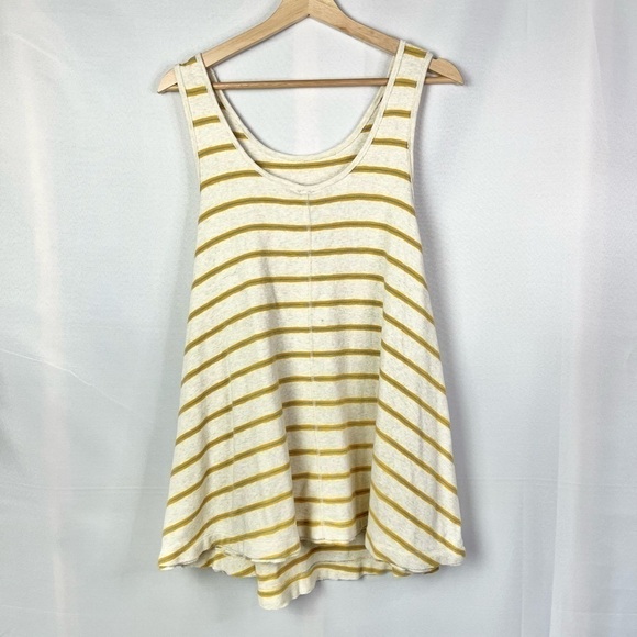 Free People We the Free Yellow Garden Stripe Sleeveless Tunic S - Picture 3 of 5